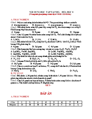 Nội dung học tập tại nhà  Hóa học 8 (Trong thời gian phòng tránh dịch virus corona)